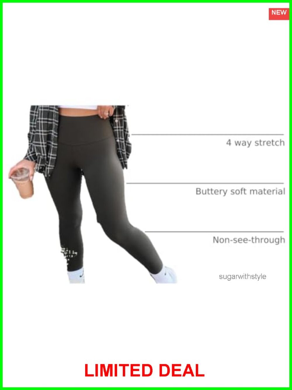 High Waisted Tummy Control Yoga Leggings, 3 Pack, Non See-Through Workout Pants - Picture 3 of 6